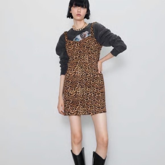 NWT Zara Animal Print Mini Dress - Picture 4 of 11